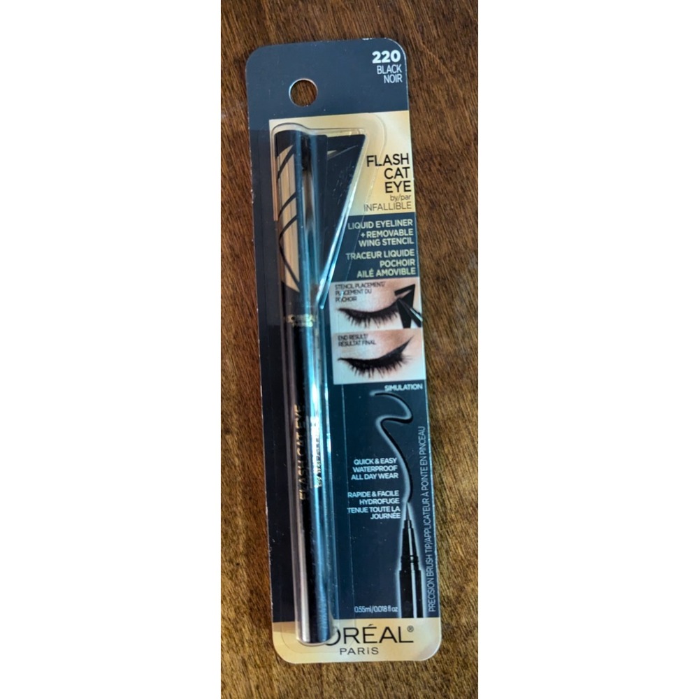 Loreal Paris 220 Black infallible Flash cat eye liquid eyeliner with stencil NEW